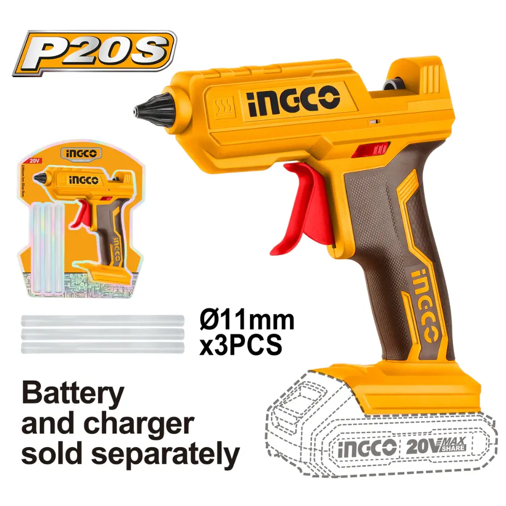 Ingco 20v Cordless Glue Gun w/o Battery & Charger