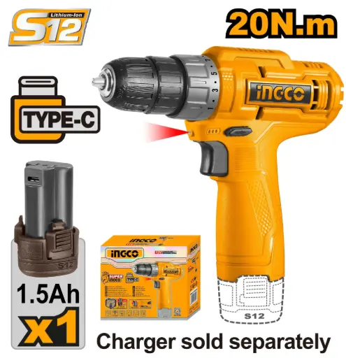 [CDLI12428] Ingco Cordless Li-Ion 12v Drill