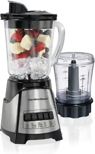[58149G] Hamilton Beach 12 Function Blender & Chopper with Mess-free 40oz Glass Jar, 700W Black & Stainless